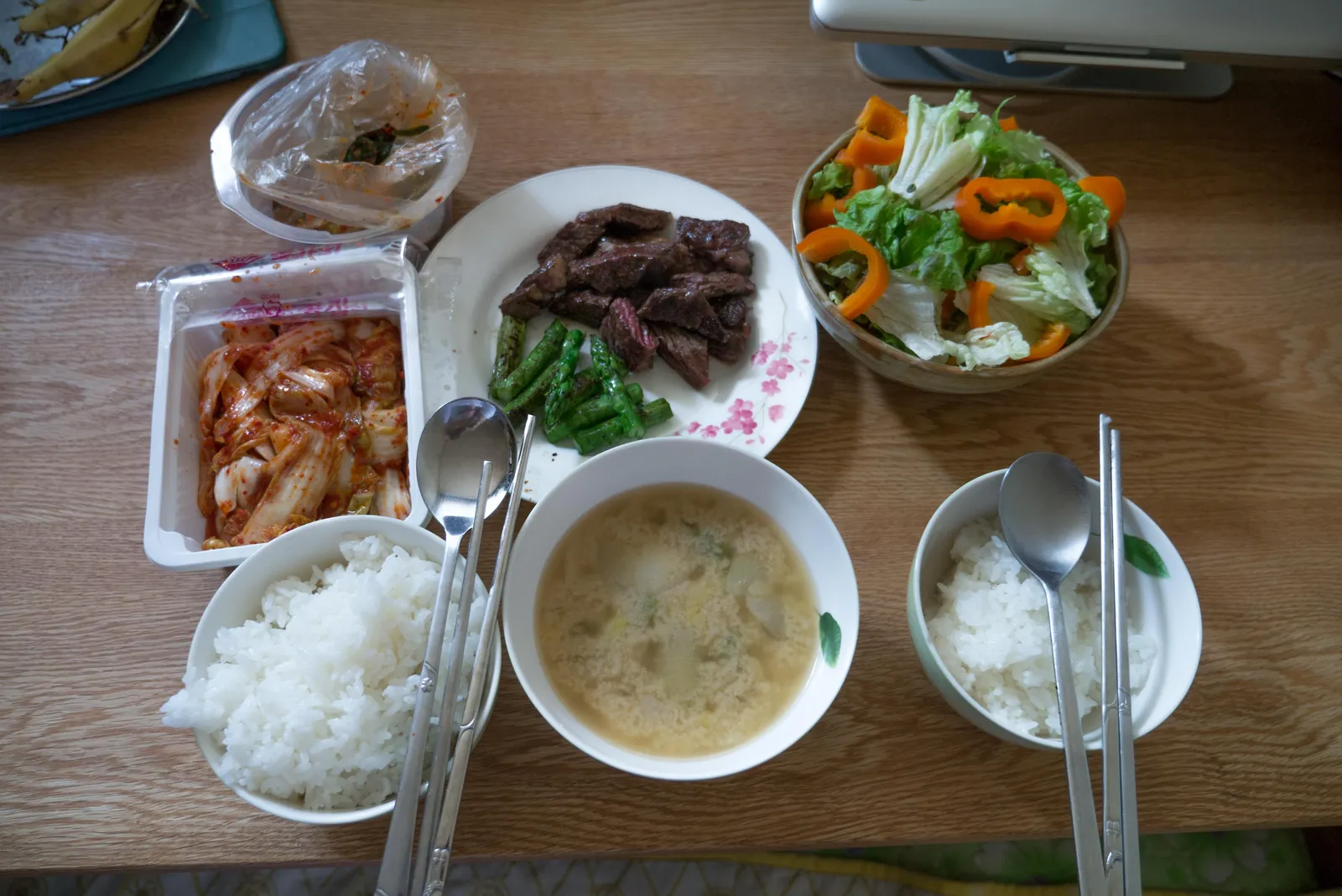 170423, 남은 스테이크와 함께 밥